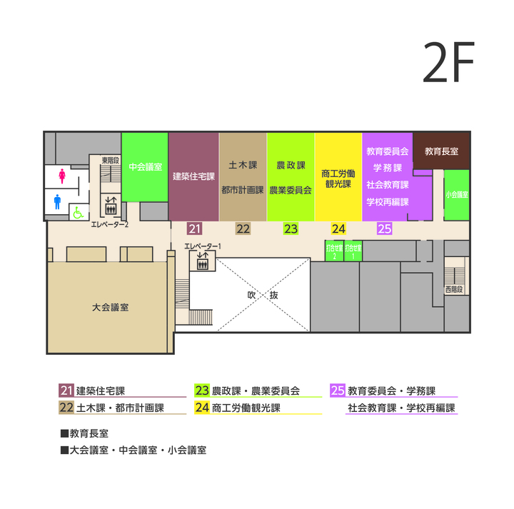 砂川市役所2階案内図