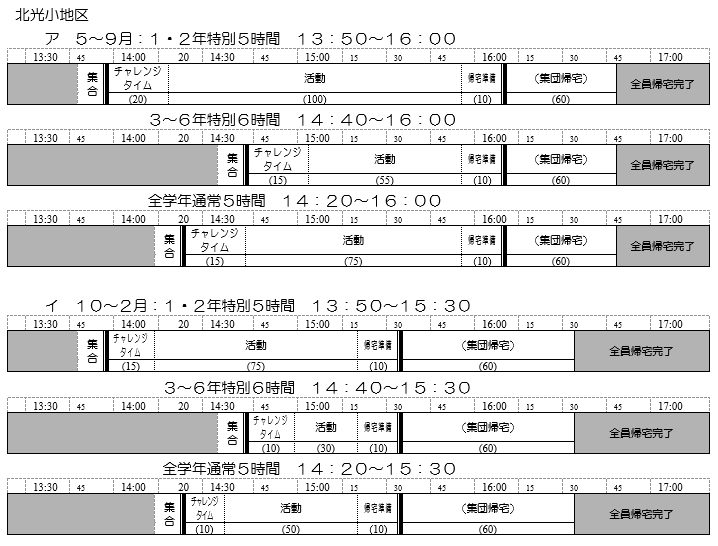 北光小地区放課GO!GO!タイムテーブル