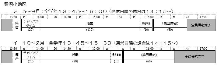 豊沼小地区放課GO!GO!タイムテーブル