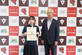 全国大会出場表敬訪問（水泳　吉本想さん）