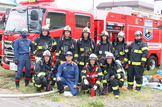 砂川地区広域消防組合の福士消防長ほか参加した消防士の皆さんご苦労様です