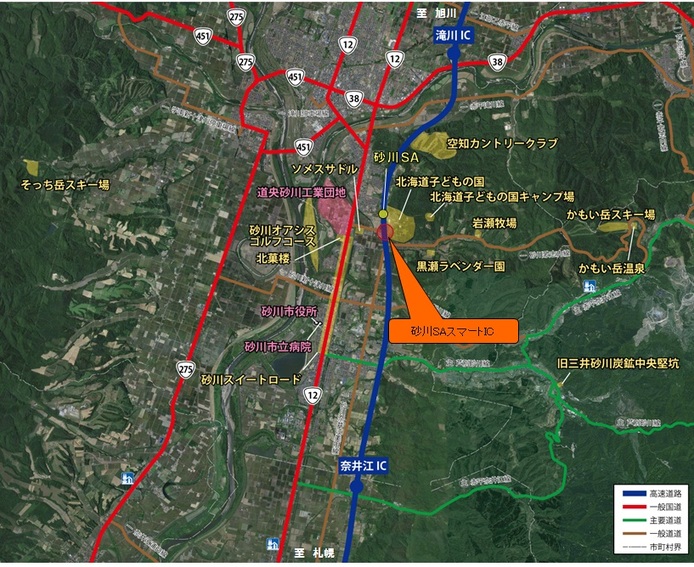 砂川SAスマートインターチェンジ位置図